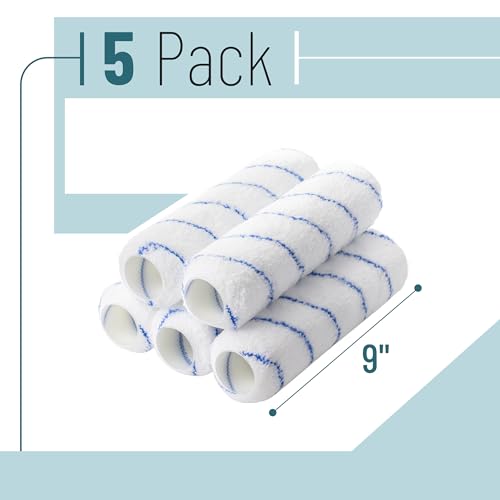 Bates- Paint Roller Covers, 9", Blue Stripes, 5 Pack, Covers for Paint Rollers 9 Inch, 9 Inch Paint Roller Covers, Paint Roller Cover, Paint Roller Covers 9 Inch, Large Paint Roller Covers - color: Blue Stripes, size: 9 Inch, 5 Pack