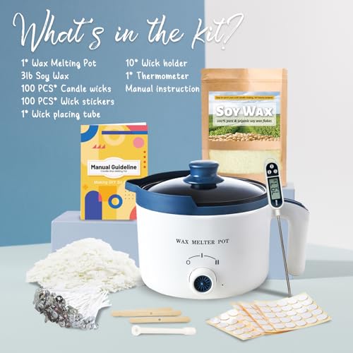 3lbs Soy Wax Melt Making Kit with Electric Wax Melting Pot - size: Wax Melting Pot 5pcs
