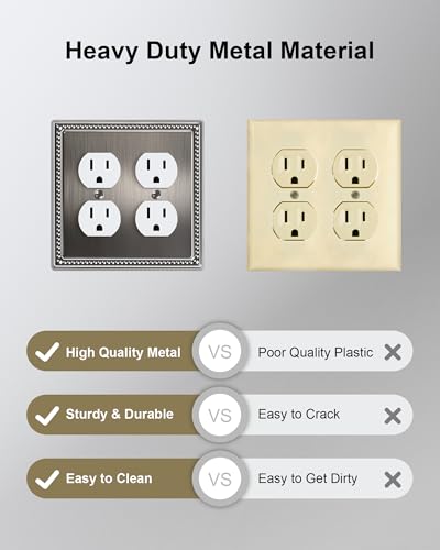 2-Pack Double Duplex Outlet Cover, Heirloom Silver - color: Heirloom Silver, size: Double Duplex 2PK