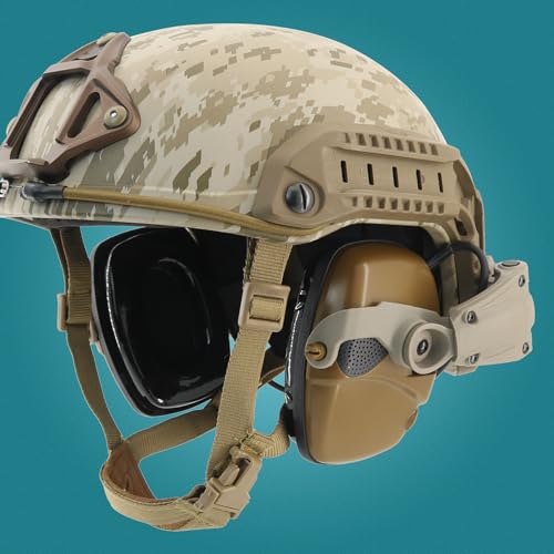 Hearing Protection Noise Cancelling Sound Amplification with Gel Ear Pad/ARC Rail Adapter Ideal for Shooting Sport - color: Coyote Brown