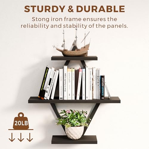 Floating Wall Shelves, Set of 2, Black & White - color: Black & White