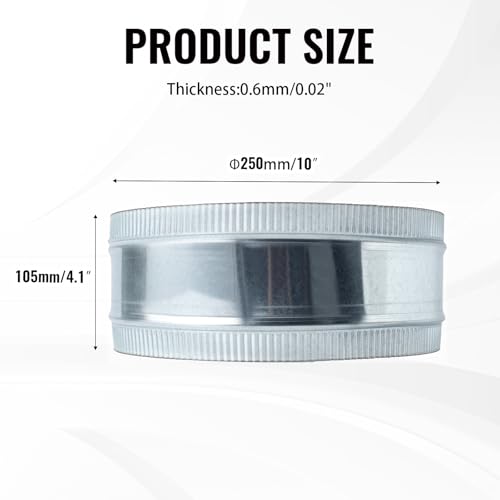 10 Inch Round Galvanized Steel Duct Connector - Metal Ventilation Pipe Coupler - Dryer Vent Hose Extension - HVAC Ducting Coupling for Straight Connection - size: 10 Inch
