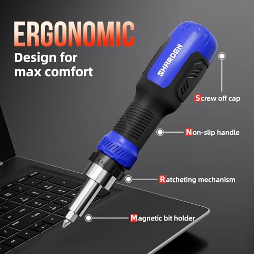 SHARDEN 26-in-1 Ratcheting Screwdriver Set Multi Screwdriver Tool Kit - color: Blue, size: Ratchet-NonExtendable