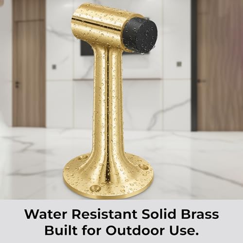 Heavy Duty 6″ Door Stop, Solid Brass Commercial Grade, Floor Mount Stopper (Polished Brass) - color: Polished Brass