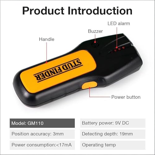 Stud Finder Wall Scanner, 3 in 1 Multifunctional Stud Detector – Finds Center & Edge of Wood/Metal Studs and Live AC Wire for Wall Drilling & Electrical Work