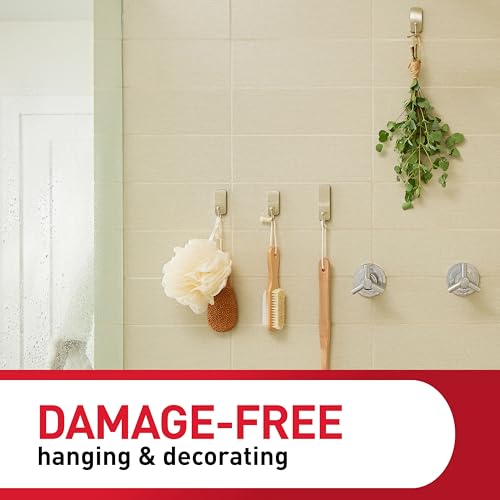 Command Small Satin Nickel Bath Hooks, 1 Hook, 2 Strips - color: Satin Nickel, size: Small (1 Count)
