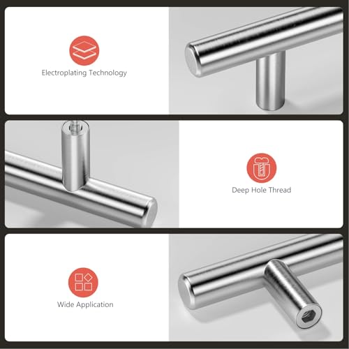 homdiy 15 Pack Brushed Nickel Cabinet Pulls 3 Inch Handles Stainless Steel Cabinet Hardware for Kitchen and Bathroom Cabinets, 5 Inch Overall Drawer Pull - color: Brushed Nickel, size: 3in hole centers