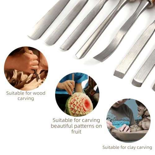 Limen 12-Piece Wood Carving Chisel Set – Professional Woodworking Tools for Carving and Turning, Includes Gouges and Parting Tool with Storage Case