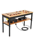 48"x 24" Adjustable Workbench 2500LBS, Work Bench with Power Outlet & Shelf - color: Black-48" X 24"