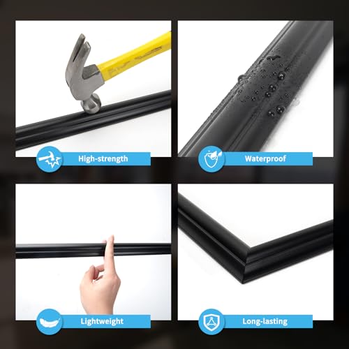 Art3d Pre-Cut Wall Molding Set of 6 pcs, 3 Top 3 Bottom, Black - color: Black: Style 1