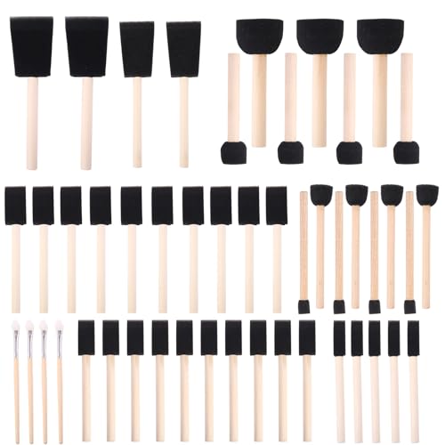 Foam Paint Brushes, 48 Pcs -10 Sizes, Paint Sponge, Premium Foam Brushes - color: Black