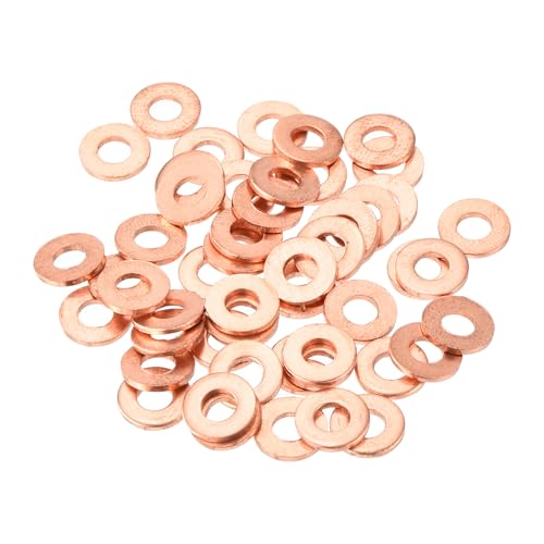MECCANIXITY 52 Pcs Flat Copper Washers, 4x9x1mm Copper Upgraded Flat Metric Sealing Crush Ring Washers for Hydraulic Fittings Screw Bolt Nut Electronic Repair - size: 4x9x1mm