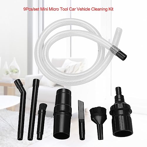 Agatige 9PCS Micro Vacuum Attachment, Universal Mini Plastic Car Vehicle Cleaning Kit Cleaner Attachments Micro Tool for Home Office Car Workshop