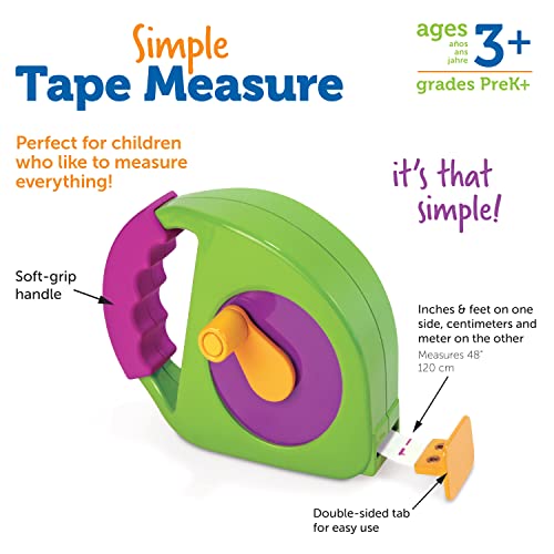 Learning Resources Simple Tape Measure - Kids Construction Toys, Preschool Activities, Pretend Play for Toddlers, Height Measurement Counting Tool, Fine Motor Skills, Homeschool