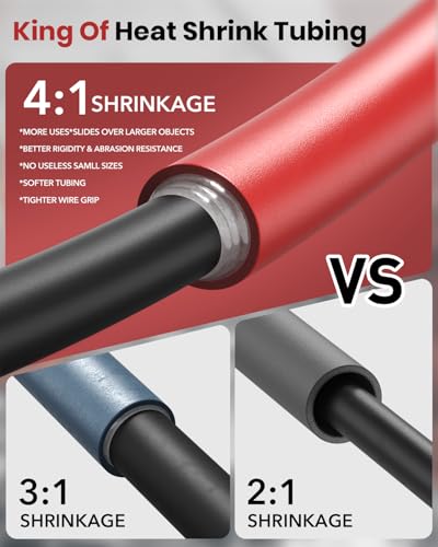 Eventronic 4:1 Heat Shrink Tubing Kit, 400PCS Adhesive Lined Tubing - color: BlackRed