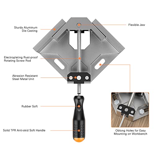 Housolution Right Angle Clamp, [4PACK] 90° Aluminum Alloy, Silver Gray - color: Silver Gray