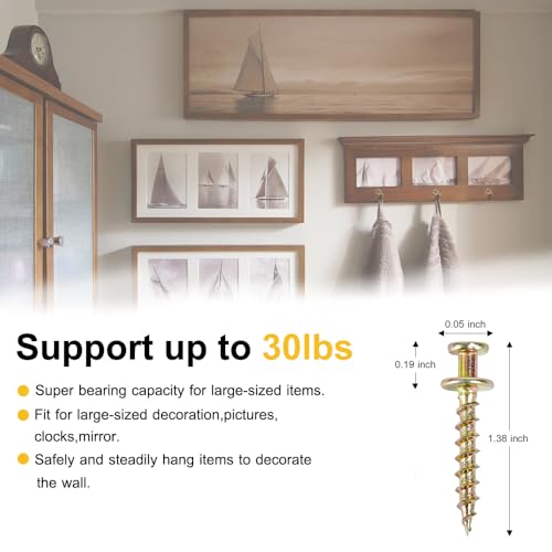 FUZANWJ Picture Hangers, 4-in-1 Double Headed Picture Hooks, 30lbs, 30 Pack