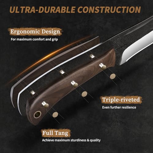 HOSHANHO Butcher Knife Set 3PCS, Sharp Fillet & Utility & Paring Knife Set | Hand Forged Kitchen Knife Set, Upgraded High Carbon Stainless Steel Meat Cutting for Home, Outdoor, Gift for Men - size: 6.7"