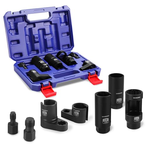 WORKPRO 7PCS O2 Oxygen Sensor Socket, 3/8" 1/2" Drive
