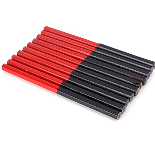 Dioche 10pcs Carpenters Pencils Red Blue 2 Core Hex 2 Head DIY Woodworking Pen Hand Tools Carpenters Pencil Set for Woodworking, Framing, Construction & Multi-Surface Marking