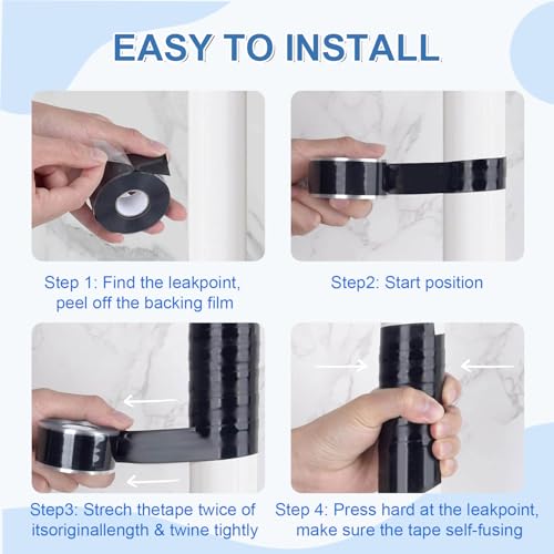 FOURGUN Waterproof Silicone Tape (Black, 2 Rolls Black) - color: Black, size: 2 Rolls Black