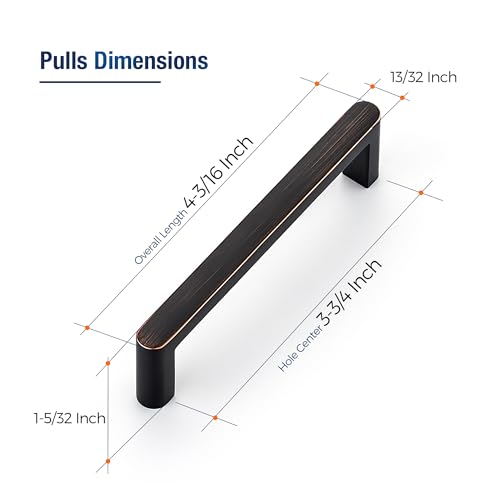 Oil Rubbed Bronze Cabinet Pulls Cabinet Handles, 3-3/4 Inch, 10 Pack | Zinc Alloy Handles, Modern Bar Grip, Kitchen Cabinet Update, For Dressers, Bathroom Vanities, Cupboards, Furniture Projects - color: Oil Rubbed Bronze, size: 3-3/4 Inch Hole Center