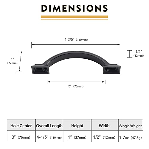 10 Pack 3 inch Cabinet Pulls Matte Black Cabinet Handles Drawer Pulls for Kitchen Cabinet Cupboard - color: Matte Black, size: 3 inch（76mm）, style: 10 Pack
