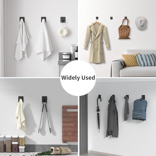 DELITON 8 Pack Adhesive Towel Hooks, Matte Black Wall Hooks for Bathroom - color: Black-8
