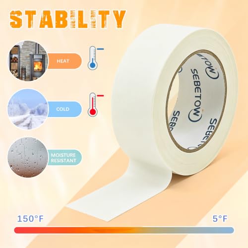 Masking Tape Bulk 5 Packs 1.88 Inch for General Purpose White Beige 55 Yds - size: 1.88 Inch x 55 Yards x 5 Rolls
