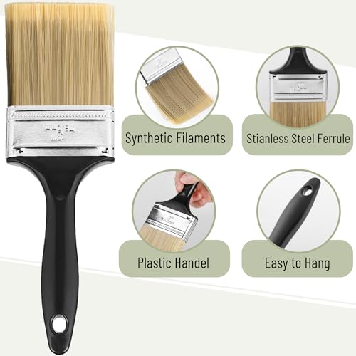 Bates- Paint Brushes, 4-Inch, 4 Pack, Flat Paint Brushes