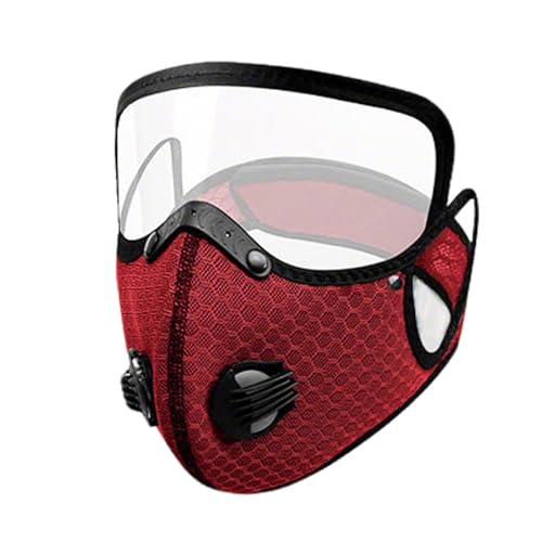 KISSOURBABY Multi-Use Cycling Face Mask with Eye Shield Breathable Mesh Valve Dustproof Cover for Biking Hiking Daily Activities Burgundy - color: Burgundy