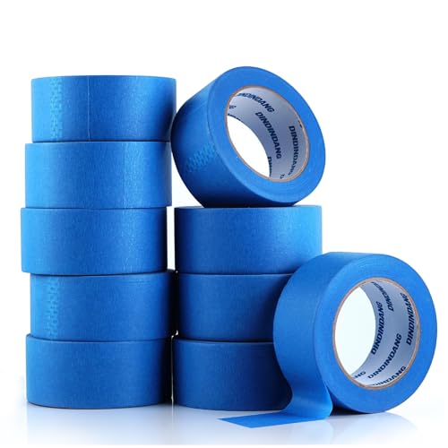 10 Rolls Painters Tape 2 Inch Wide Bulk, No Residue Blue Paint Tape 2 Inches x 55 Yards, Easy-Release Masking Tape for Painting Walls, Baseboards and Home Renovation