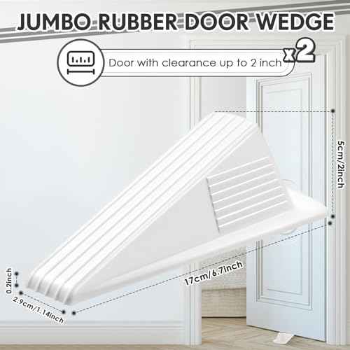 Frienda 2 Pcs Heavy Duty Rubber Door Stops Wedge Stackable,White - color: White