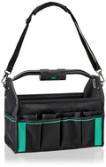 Amazon Basics Tool Bag Organizer with LED Light, 30 Pockets, Adjustable Shoulder Straps, Portable, Black - size: Tool Tote