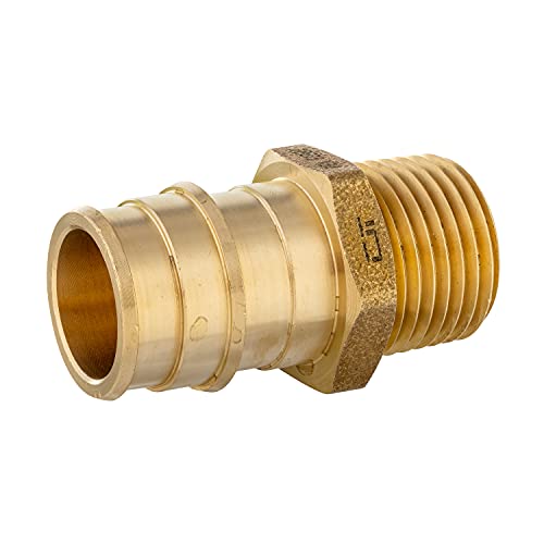 5 piece EFIELD Brass Expansion Pex A 3/4"x 1/2" Male NPT Adapter Fitting - size: 3/4" x 1/2" (Brass, Pack of 5)