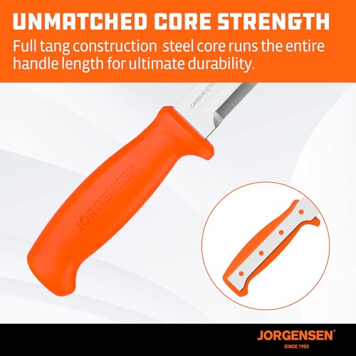 Jorgensen Wood Chisel Knife with Sheath, SK5 Carbon Steel Blade | Ergonomic Handle & Full Tang Design, Wood Chisel for Woodworking, Ideal for Carving, Whittling and Splitting