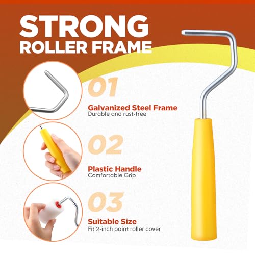 Leumoi 30 Pack 2 Inch Paint Roller Kit, 24 Pcs Small Paint Roller Covers with Tray, Mini Frame, 4 Liners. Small Sponge Touch up Trim Kit for House Painting Supplies