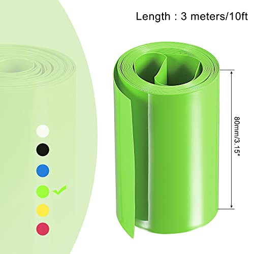 MECCANIXITY Battery Wrap PVC Heat Shrink Tubing 48mm Dia 75mm Flat 10 Feet(3meters) Light Green Good Insulation for Battery Pack - color: Light Green, size: 48mmx75mmx3m