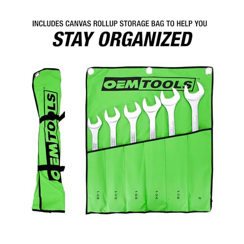 OEMTOOLS 6-PC SAE Jumbo Angle Head Combination Wrench Set 1-3/8" to 2" - style: 6 Pc SAE Angle Head