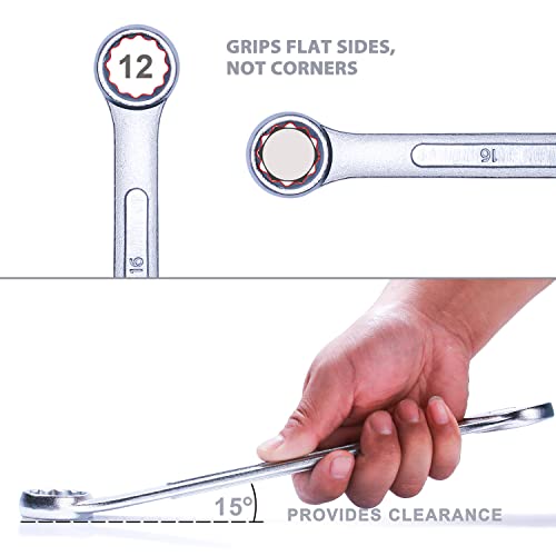 14-Piece Essential Metric Combination Wrench Set in Roll-up Pouch, No Skipped Metric Sizes 6mm - 19mm | Best Value Wrench Set, Ideal for General Household, Garage, Workshop, Auto Repairs, Emergency - size: 14-Piece Metric Set