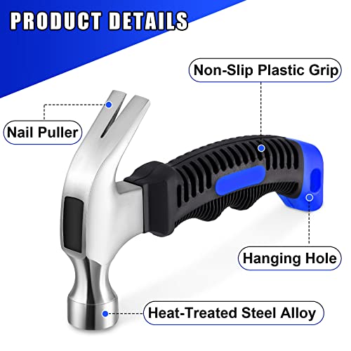 Minatee 8 Pcs Small Hammer 12 Ounce Mini Hammer for Kids, Blue and Black