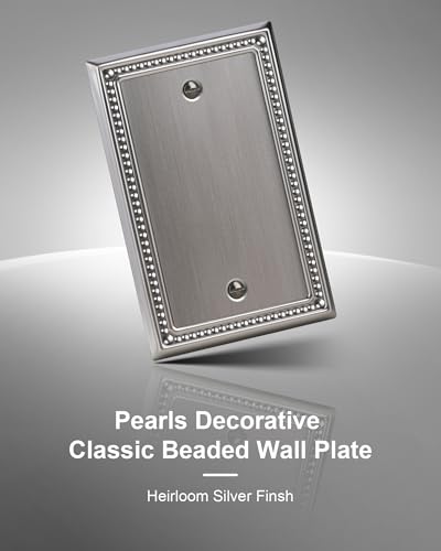 2-Pack Blank Outlet Cover Wall Plate, Heirloom Silver - color: Heirloom Silver, size: Single Blank 2PK