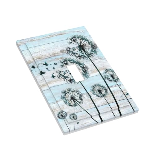 Blue Rustic Butterfly Dandelion Light Switch Covers Decorative - size: 1 Gang Single Toggle