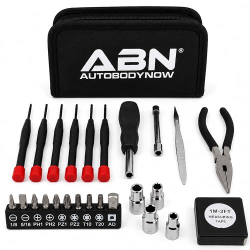 ABN 25-Piece Tri-Fold Mini Tool Set for Dorm, Travel, Office, Home Tool Kit with Case - Basic Tool Set for Home Repairs
