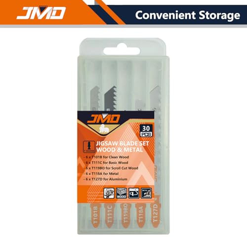 JMD 30-Piece Jigsaw Blades Assortment Set T Shank Assorted Jig Saw Blades