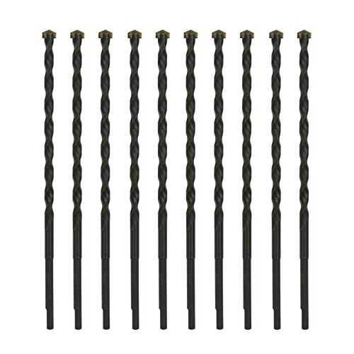 1/4 Inch x 5-1/2 Inch Masonry Drill Bit, 10-Pack Concrete Drill Bit, Carbide Tipped for Concrete, Brick, Stone, Half Flat Shank, Impact Performance (1/4" x 5.5", 10) - size: 1/4" x 5-1/2"