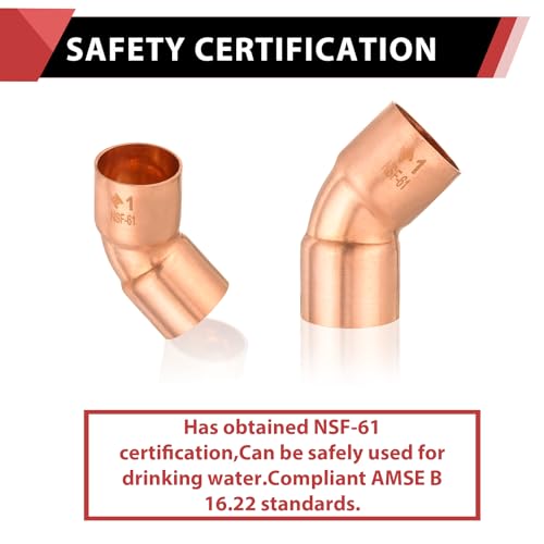 5 Piece EFIELD 1" C X C Copper 45 Degree Short Turn Elbow - size: 1"x1", style: 45 Degree