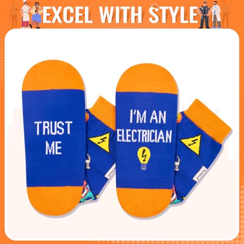 HAPPYPOP Funny Gifts for Women Men - Mechanic Graphic Designer Bus Driver Plumber Sock - color: Trust Me I'm an Electrician