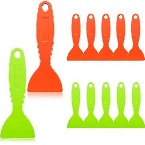 Mudder 12 Pieces Plastic Spatula Putty Knife Scrapers, Orange, Green - color: Orange, Green