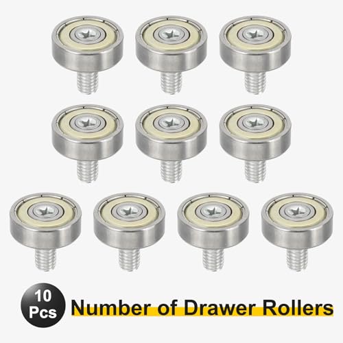 uxcell 10 PCS Drawer Rollers 19mm x 6mm Wheel 2mm Step, Steel Bearing Roller Drawer Pulley Bearing Replacement Wheels for Windows Sliding Door Track Guide, M6 x 10mm Thread - size: 2mm